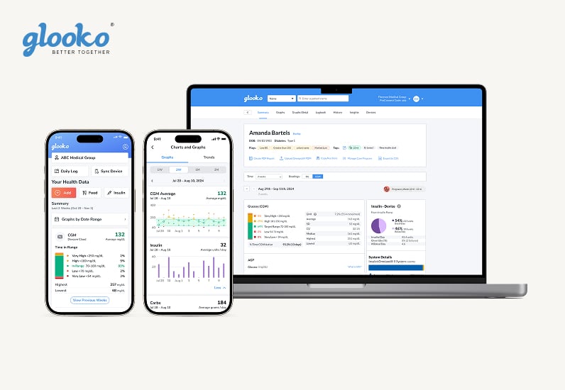 Glooko, a glucose tracking and fitness app, displays CGM reports
